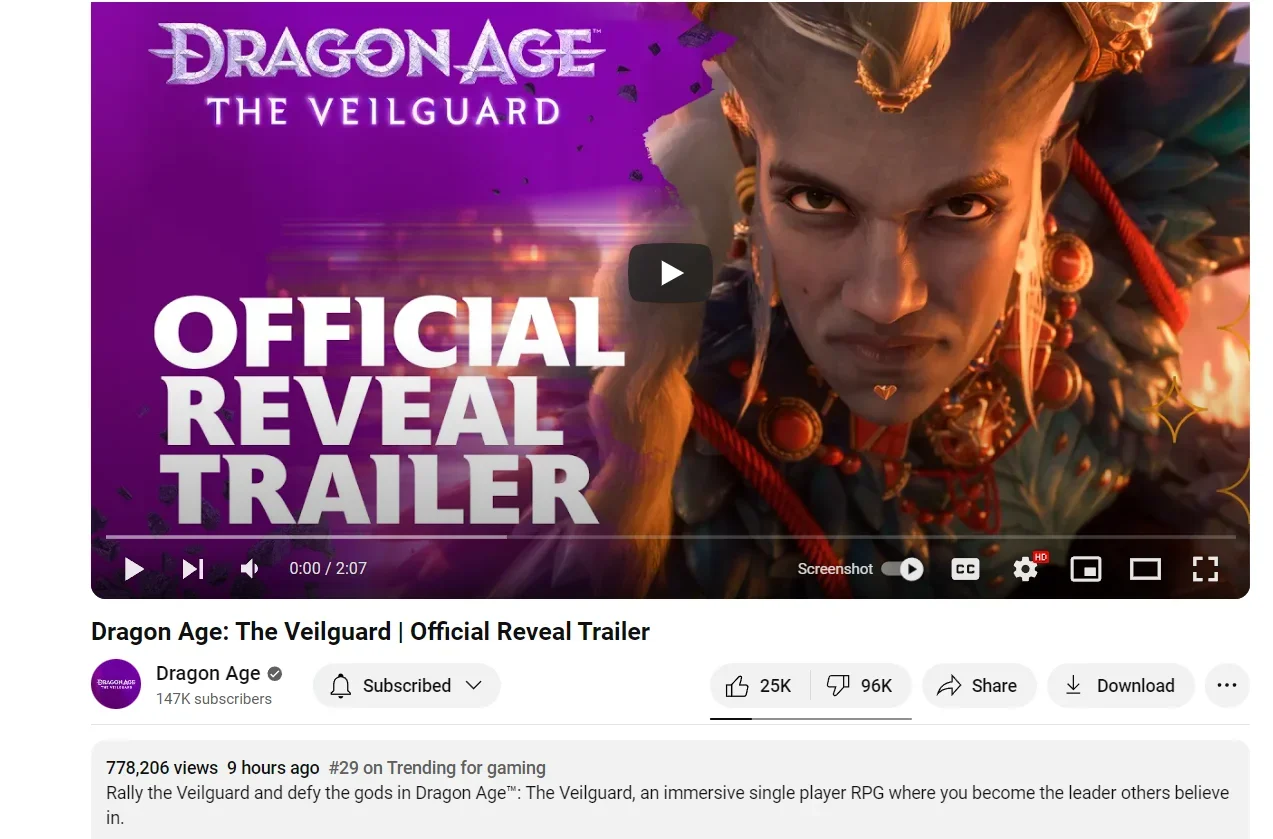 Многие игроки пришли в ужас от трейлера Dragon Age The Veilguard с шоу Xbox  | Канобу