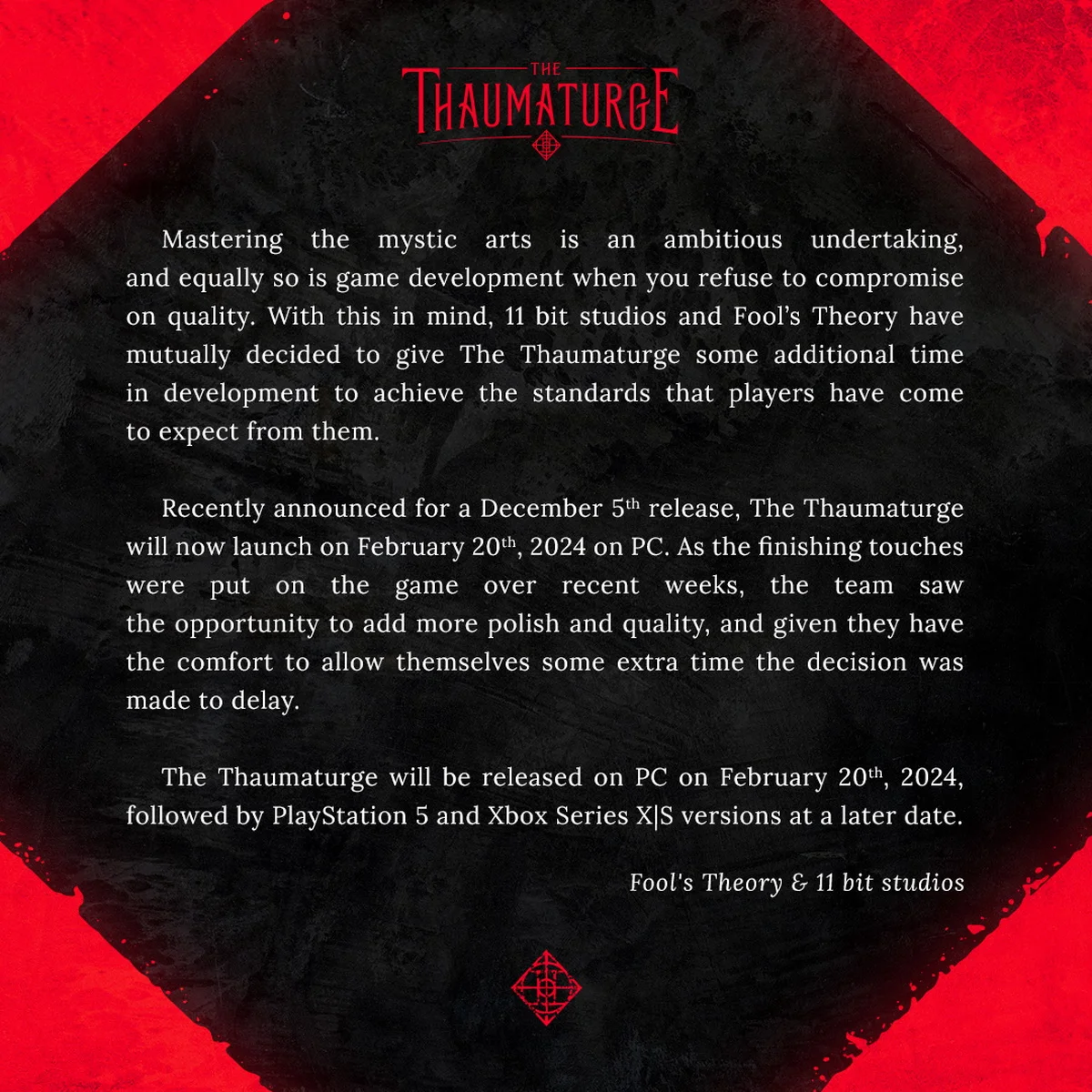 Релиз The Thaumaturge перенесли на февраль 2024 года - фото 1
