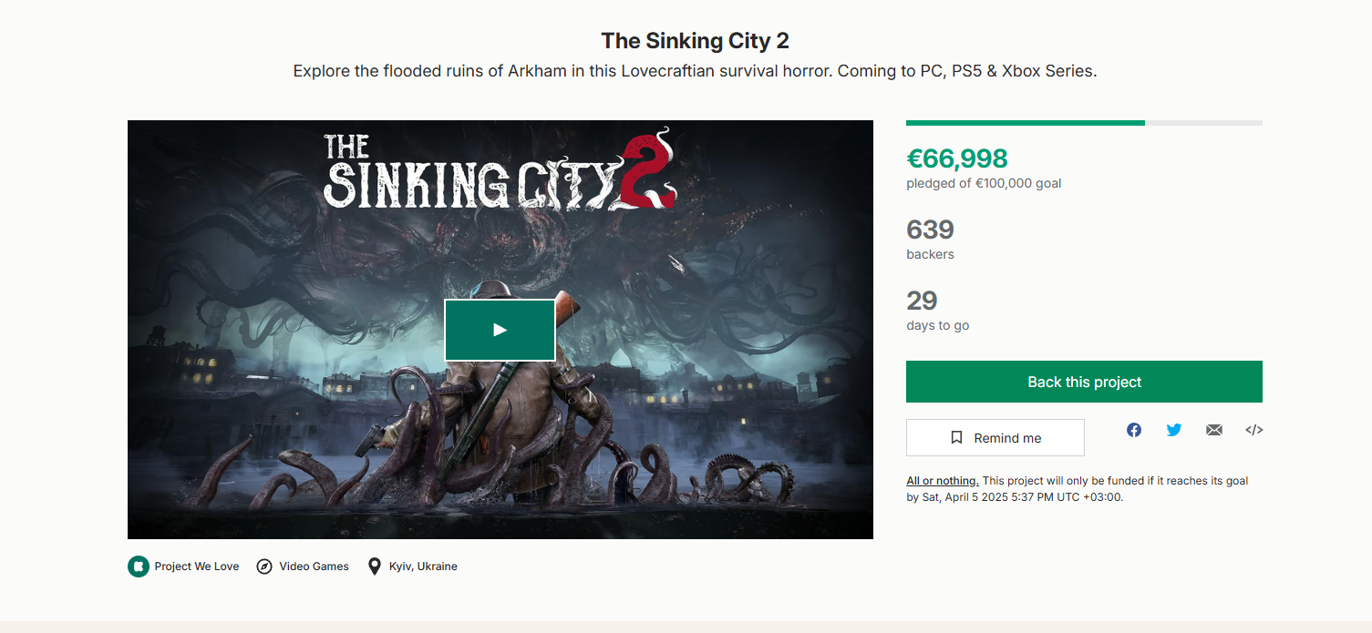 The Sinking City 2 отправилась на Kickstarter - фото 1