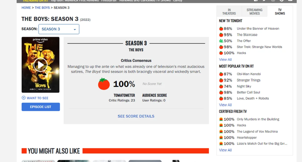 У третьего сезона «Пацанов» 100% «свежести» на Rotten Tomatoes - фото 1