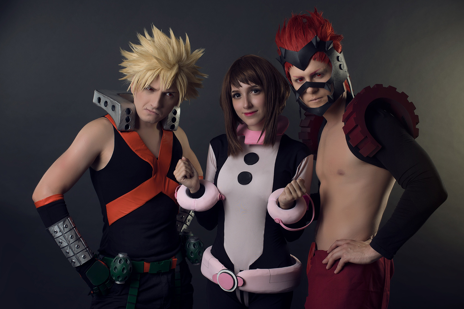 Косплей на Кацуки Бакуго, Очако Урарака, Эйджиро Киришима

Косплееры: Денис Цукрин | Анастасия Галузина (Ulichan) | Евгений Васильев

Фотограф: Waffles

Обработка: Dorian

Источник: world-cosplay.ru