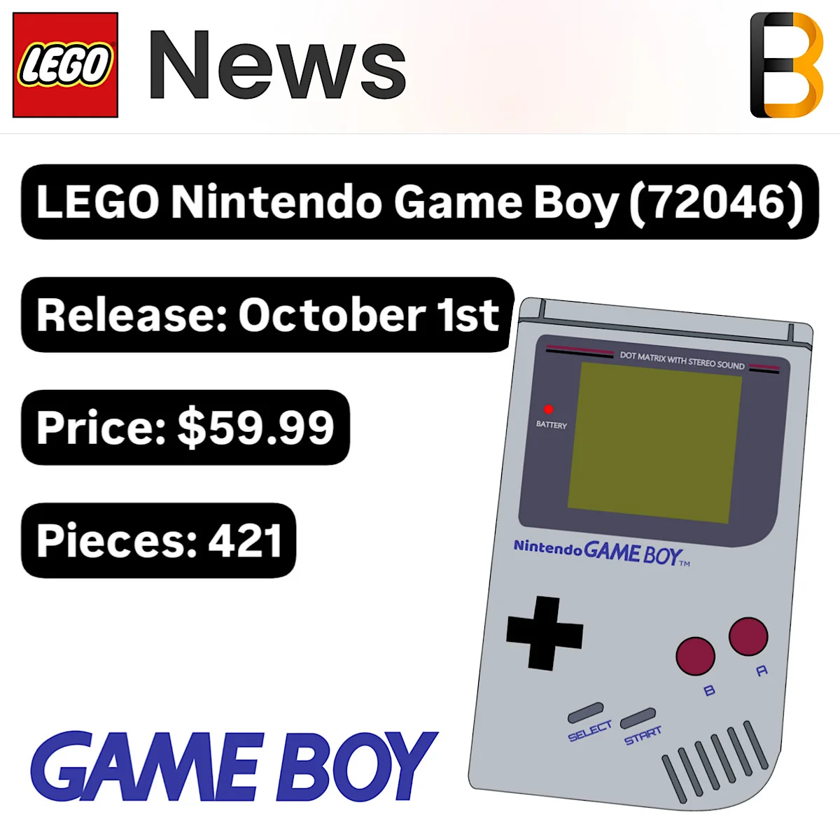 Набор Lego Nintendo Game Boy может выйти в начале октября - фото 1