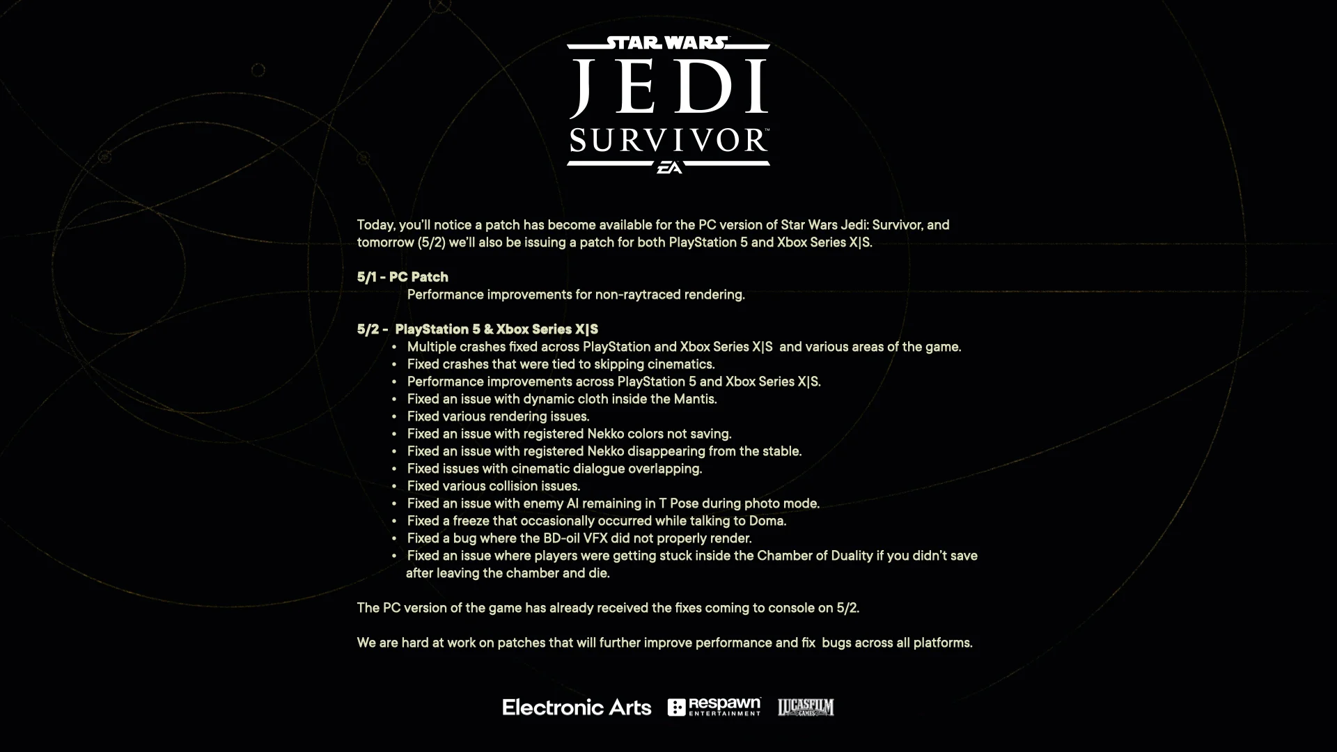 Для PC-версии Star Wars Jedi Survivor вышел патч с правками производительности - фото 1