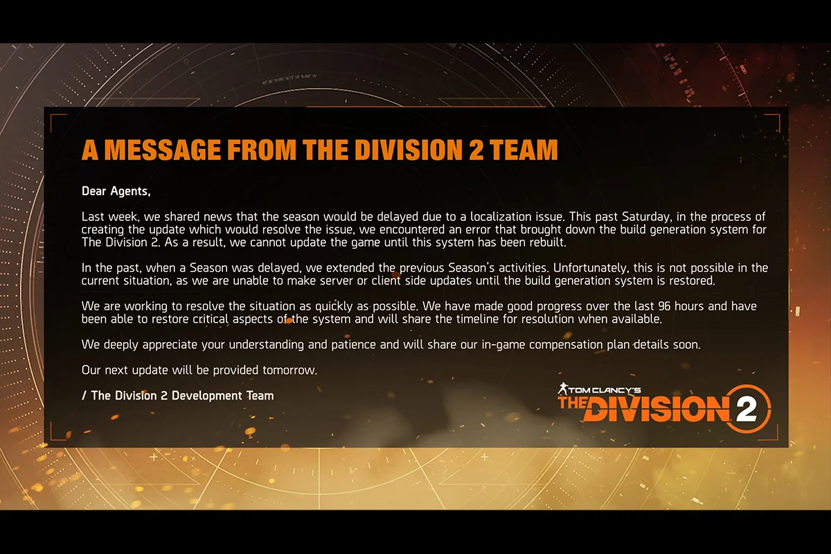 Ubisoft сломала систему обновлений The Division 2 и отложила выход патча - фото 1