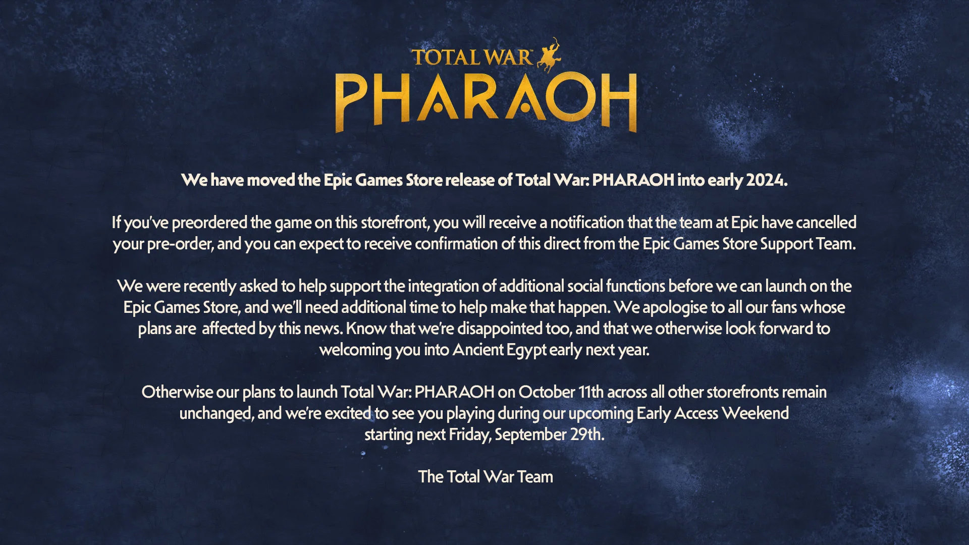 EGS-версию Total War: Pharaoh перенесли на начало 2024 года - фото 1