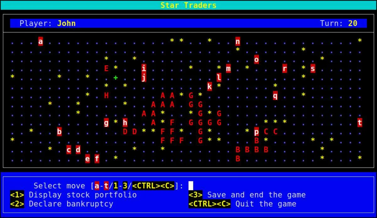 Скриншот игры Star Trader версии для Linux/Unix