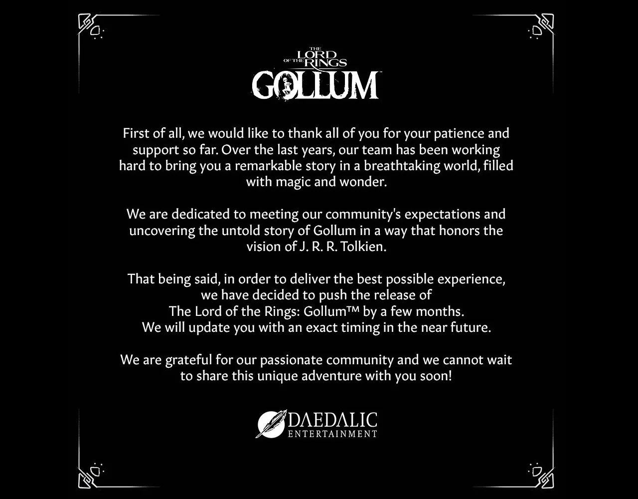 The Lord of the Rings: Gollum отложили на несколько месяцев - фото 1