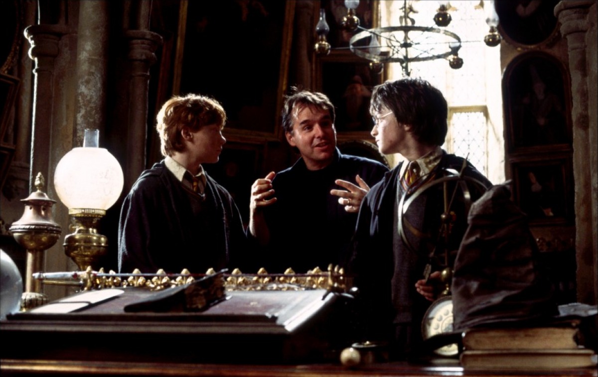 Коламбус на съёмках фильма «Гарри Поттер и Тайная комната»