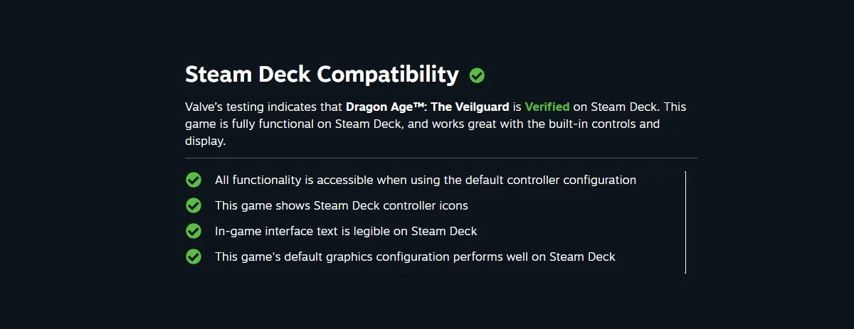 Dragon Age: The Veilguard получила верификацию для Steam Deck - фото 1
