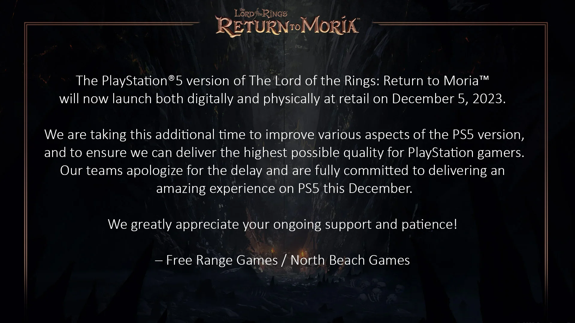 The Lord of the Rings: Return to Moria выйдет на PS5 позже запланированного - фото 1