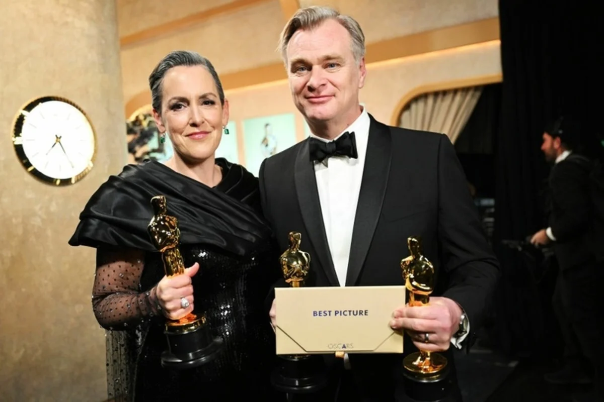 Эмма Томас и Кристофер Нолан на «Оскаре»