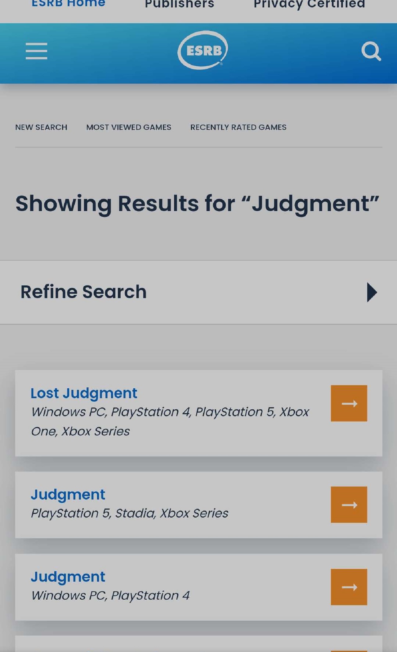 PC-версии дилогии Judgement получили возрастные рейтинги от ESRB - изображение 1 PC-версии дилогии Judgement получили возрастные рейтинги от ESRB - фото 1