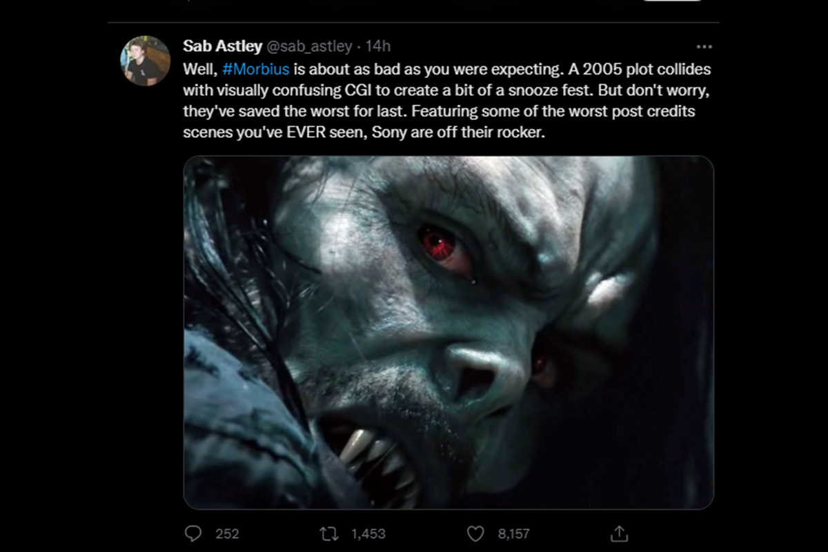 Поклонники Marvel раскритиковали «Морбиуса» после предпросмотра в Великобритании - фото 1