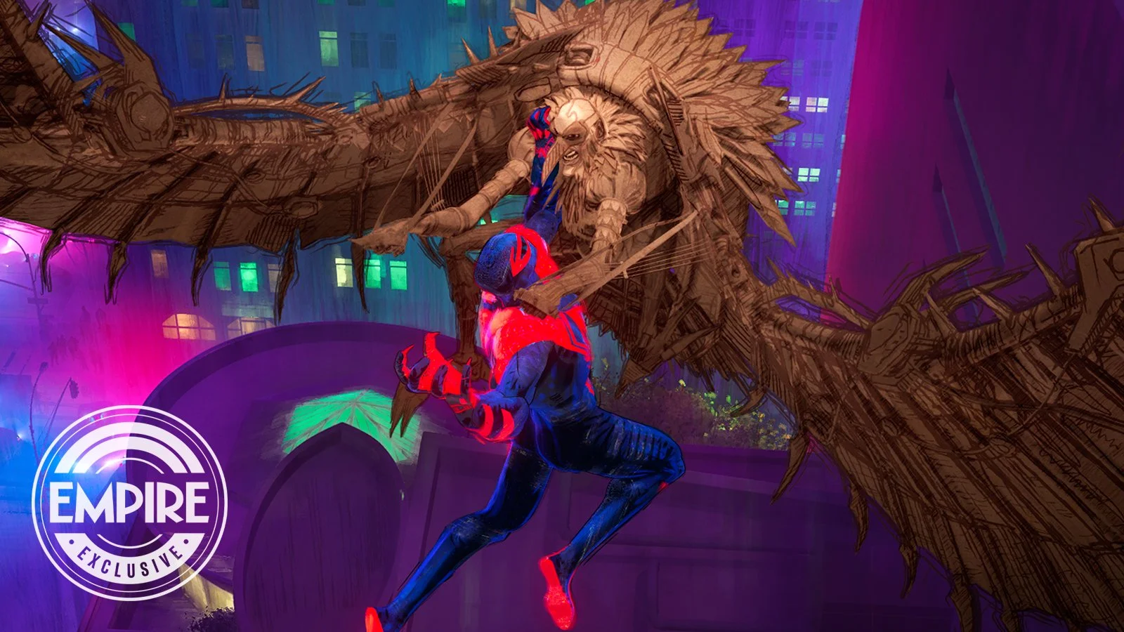 На новом кадре «Паутины вселенных» Человек-паук 2099 сражается со Стервятником - фото 1