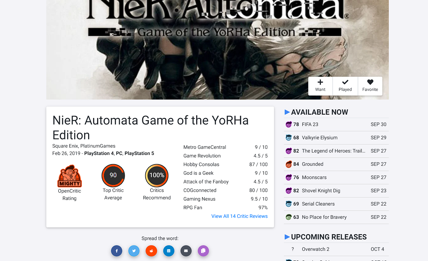 Критики похвалили Switch-версию Nier: Automata за техническую составляющую порта - изображение 1 Критики похвалили Switch-версию Nier: Automata за техническую составляющую порта - фото 1