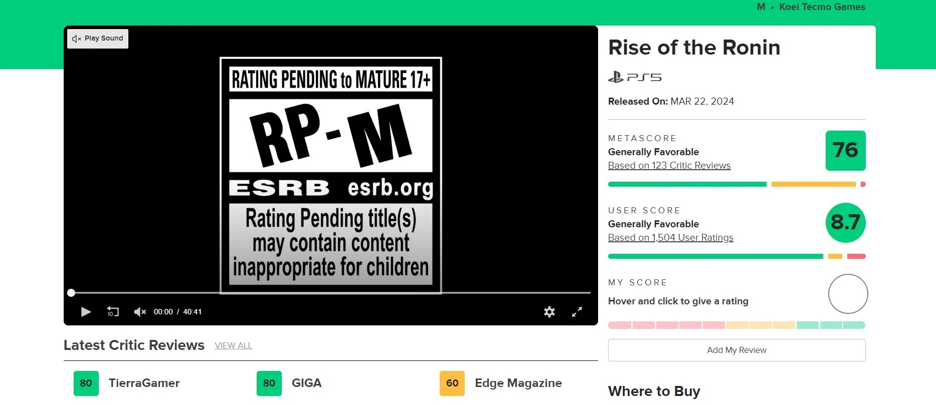 Стартовые продажи Rise of the Ronin превысили показатели серии Nioh - изображение 1 Стартовые продажи Rise of the Ronin превысили показатели серии Nioh - фото 1