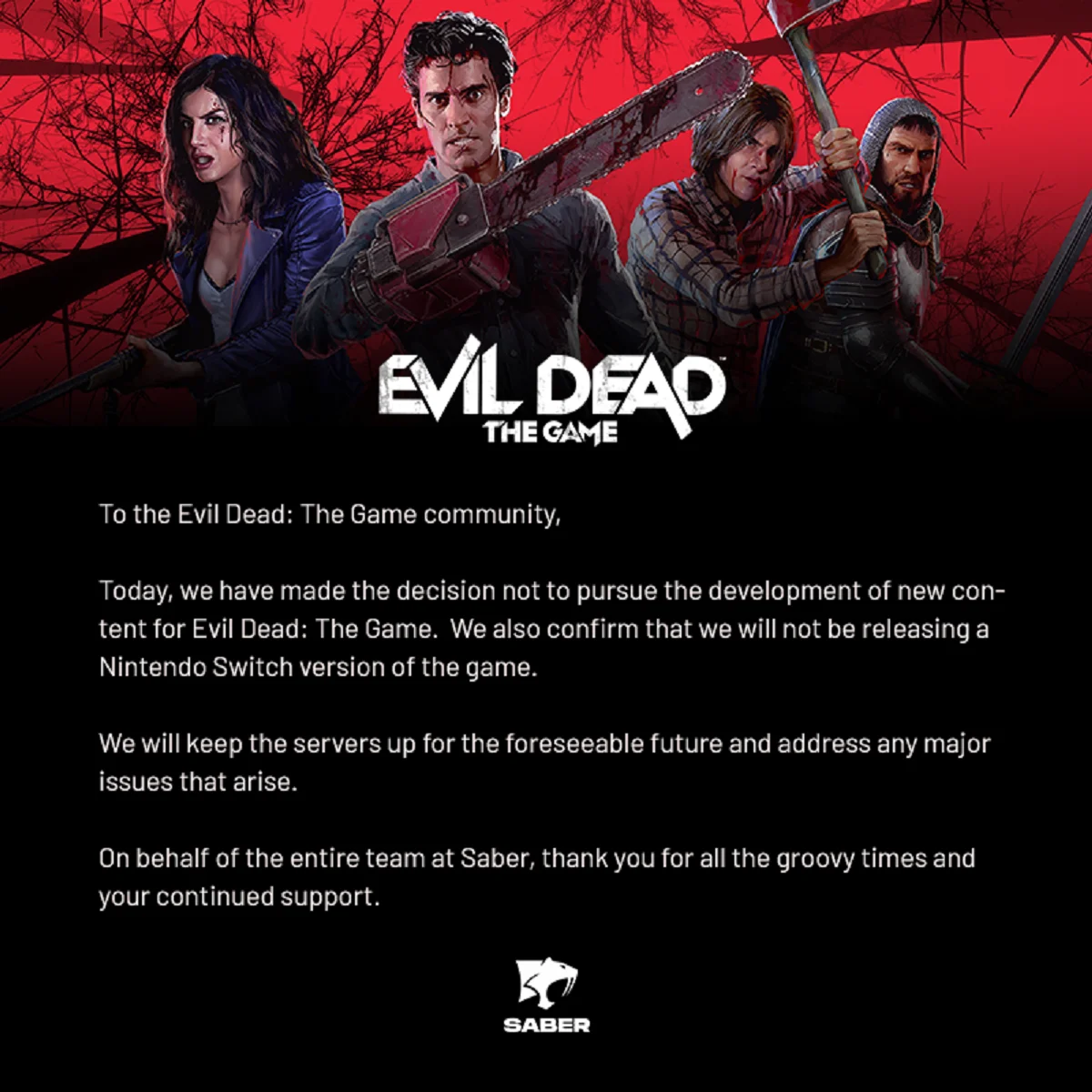 Авторы Evil Dead The Game объявили о прекращении контентной поддержки игры - фото 1