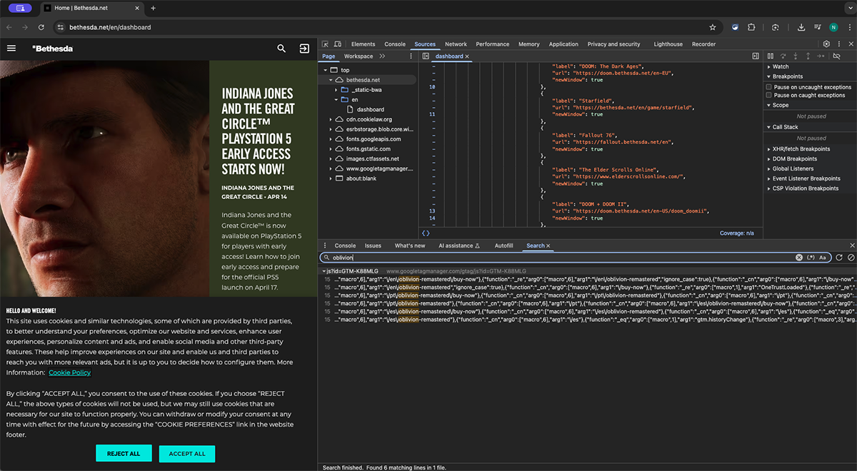 В коде сайта Bethesda нашли упоминания ремастера The Elder Scrolls 4: Oblivion - фото 1
