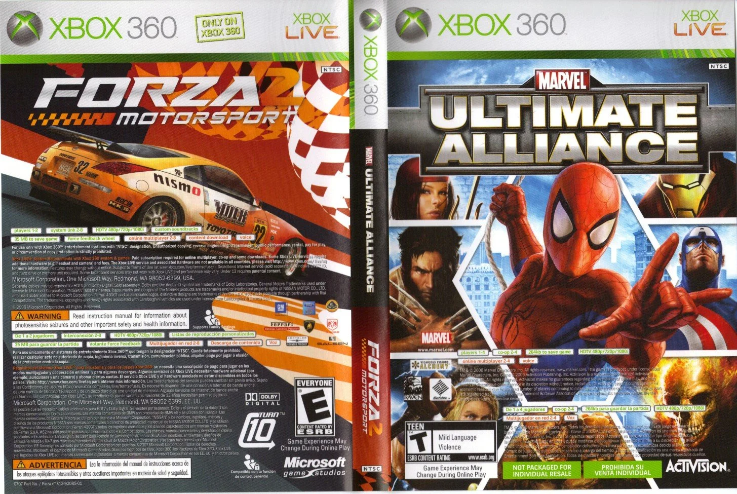 Marvel Ultimate Alliance / Forza 2 Combo Pack