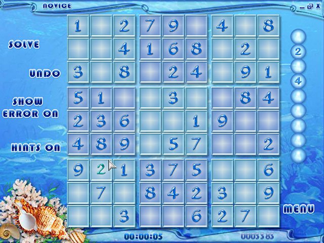 Blue Reef Sudoku — скриншот 3