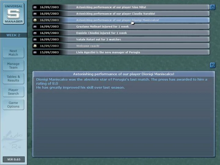 Universal Soccer Manager - кадр 1