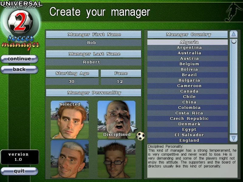 Universal Soccer Manager 2 - кадр 1