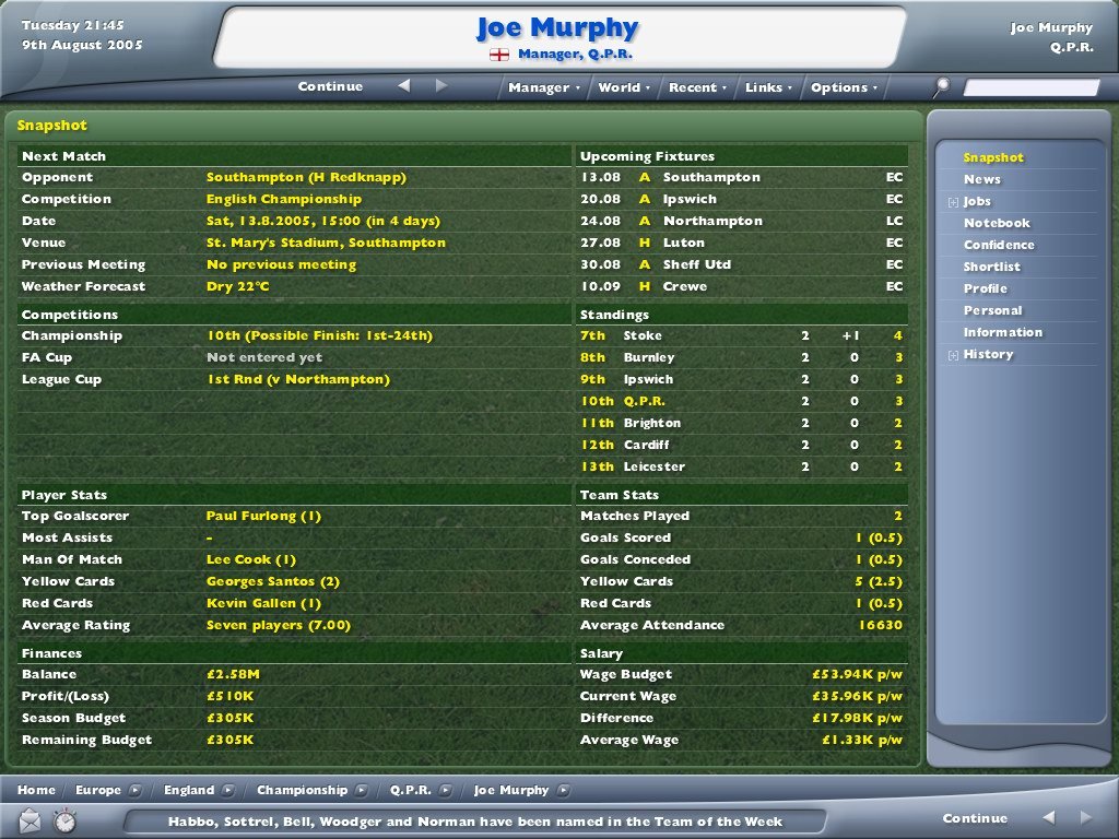 Football Manager 2005 — скриншот 1