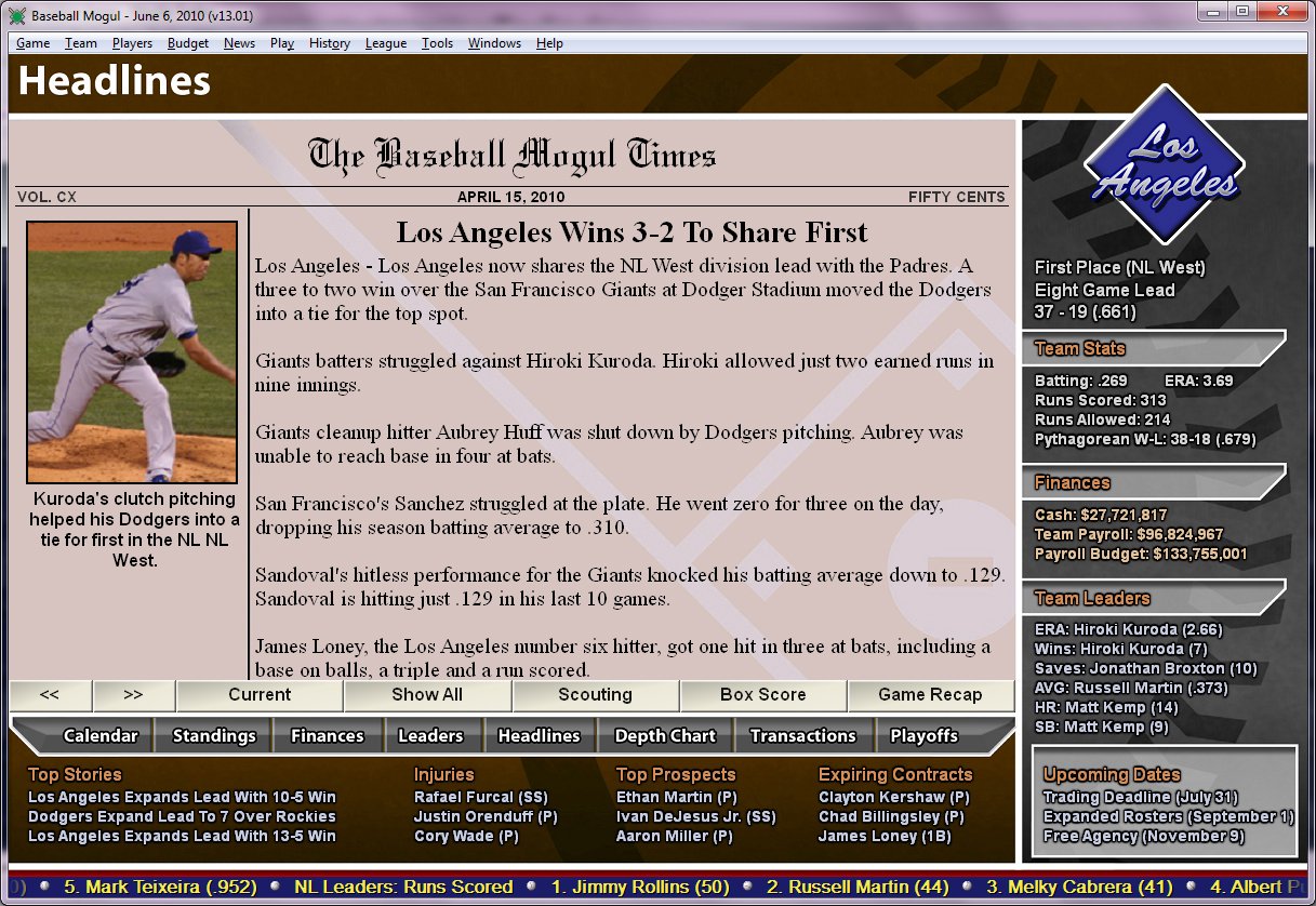 Baseball Mogul 2011 — скриншот 1