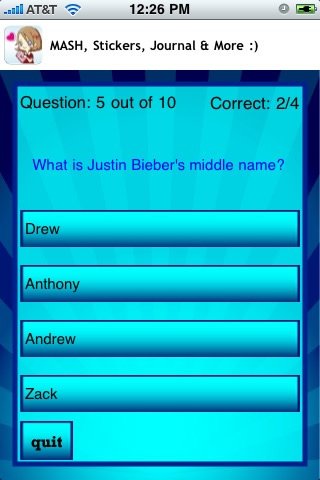 Justin Bieber Quizzle — скриншот 3