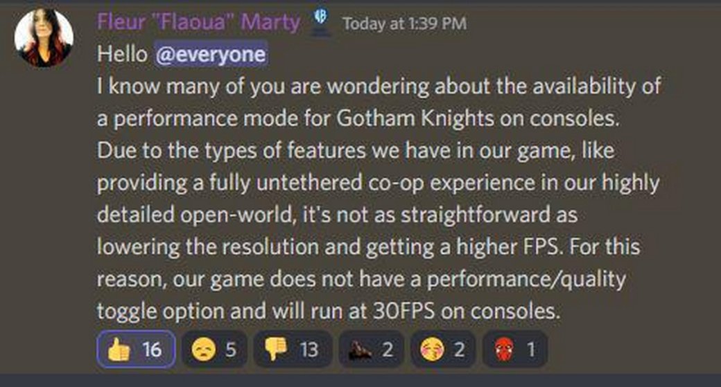 Gotham Knights на консолях будет работать в 30 FPS — фото 1