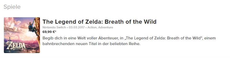 Стоимость BotW в немецком eShop…