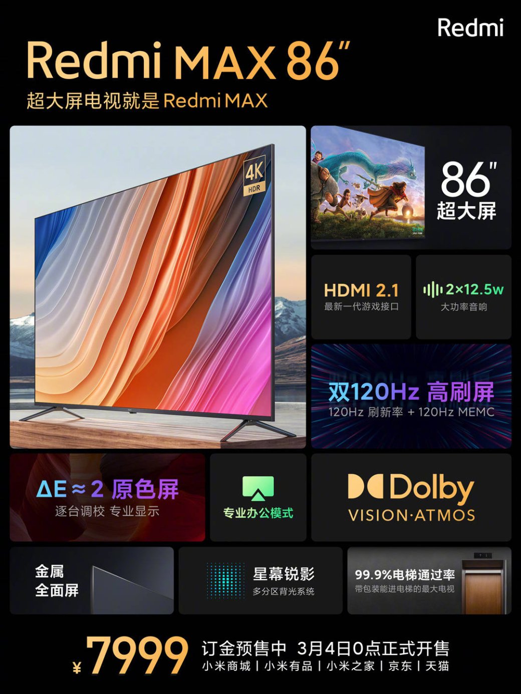 Представлен 86-дюймовый телевизор Redmi Max 86 за 92 000 рублей — фото 1
