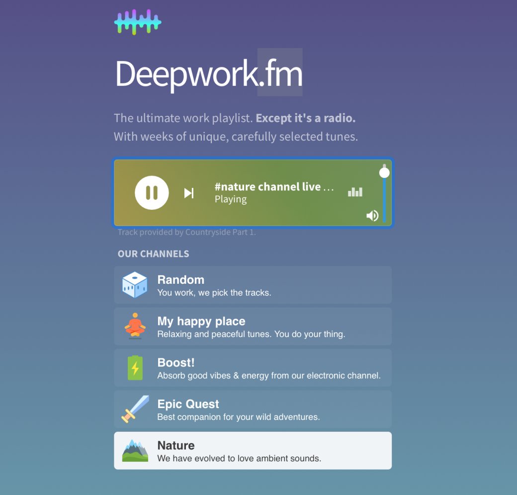 Бесплатная музыка для работы и приключений: знакомимся с сервисом deepwork.fm — фото 1