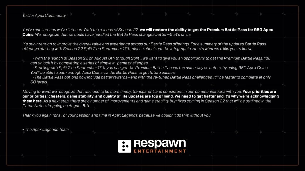 EA и Respawn оставили покупку боевого пропуска в Apex Legends за внутриигровую валюту — фото 1