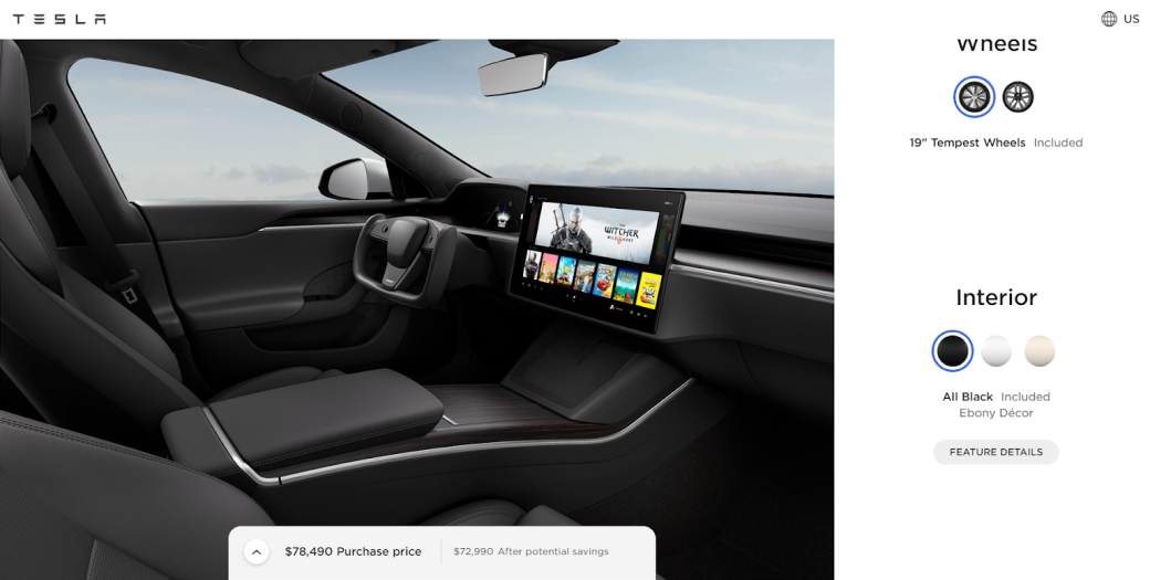 Галерея Консоль прямо в машине: в новой Tesla Model S можно сыграть в Cyberpunk 2077 и «Ведьмака» - 2 фото
