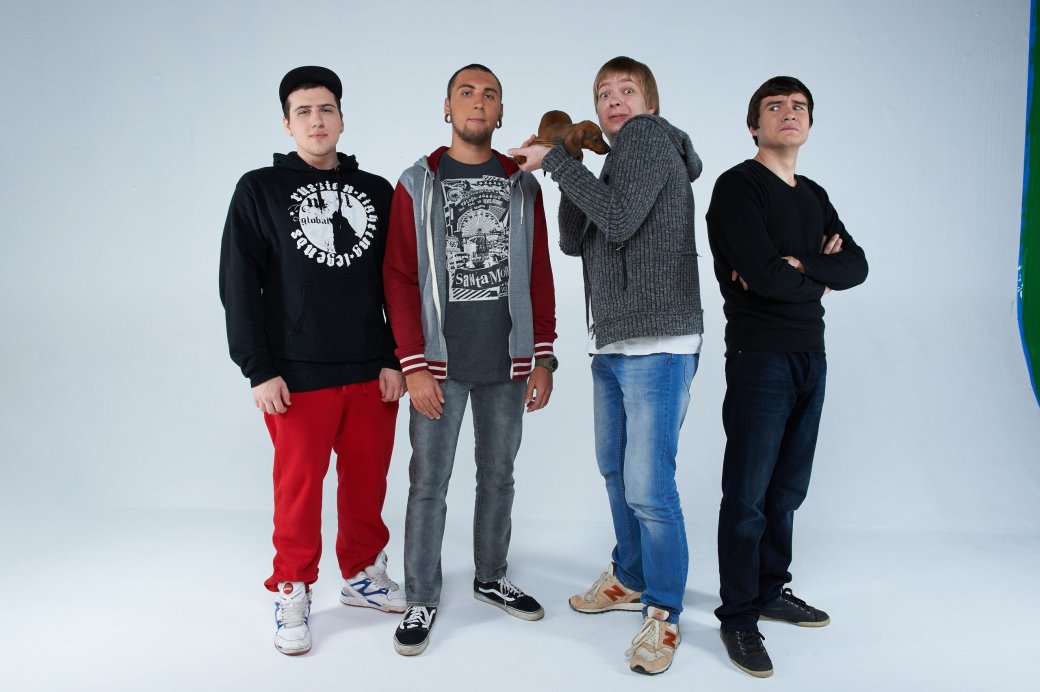 Блогеры Сергей Hell Yeah! , Макс +100500, Петр Гланц и Евгений BadComedian. / Фото — открытая страница Петра Гланца во ВКонтакте