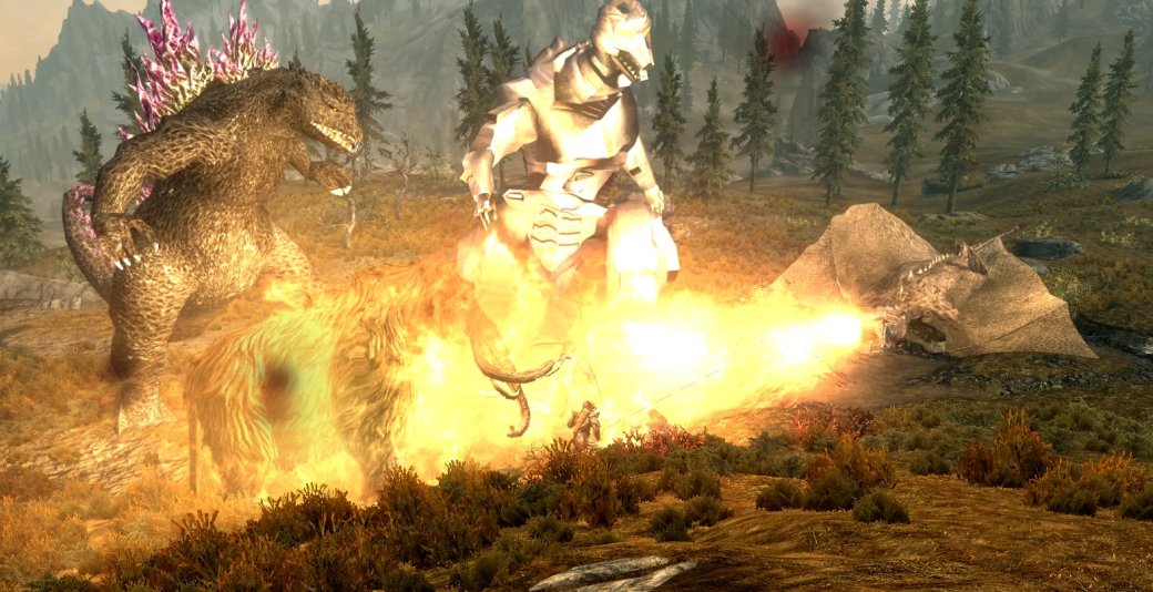 Покатай меня, большая ящерица! Для Skyrim вышел мод, добавляющий в игру Годзиллу и Родана — фото 1