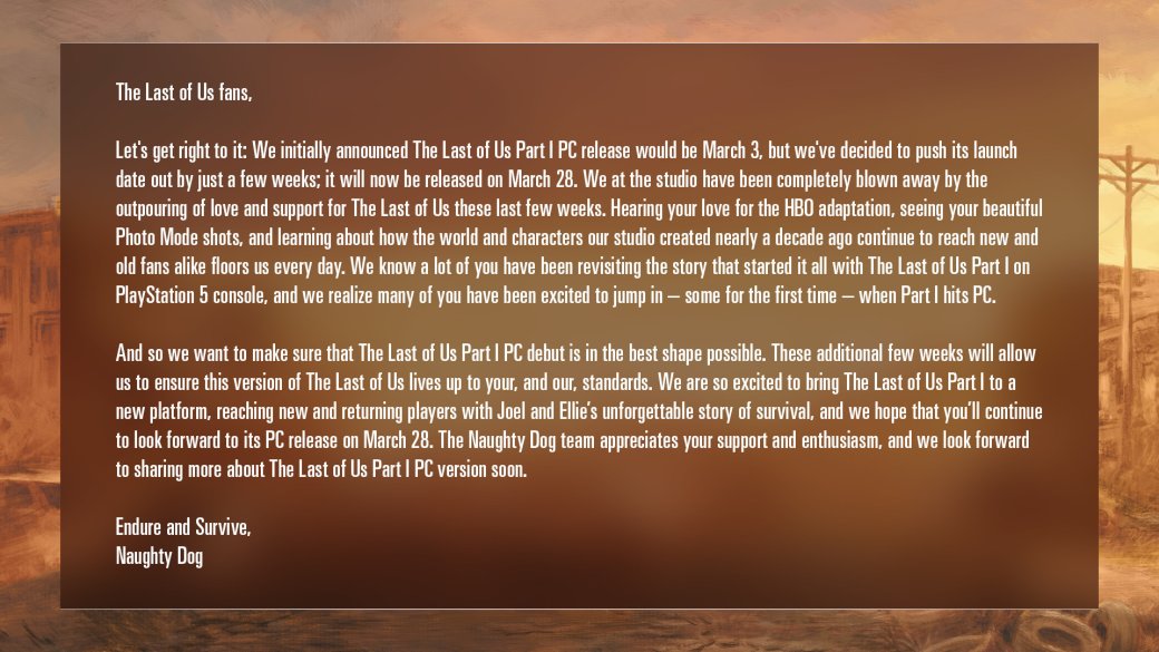 PC-версия The Last of Us: Part I переехала на 28 марта — фото 1
