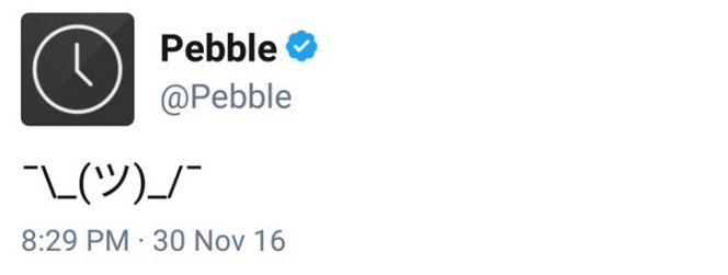 Так аккаунт Pebble в Твиттере
прокомментировал слух
о продаже. После запись
удалили.