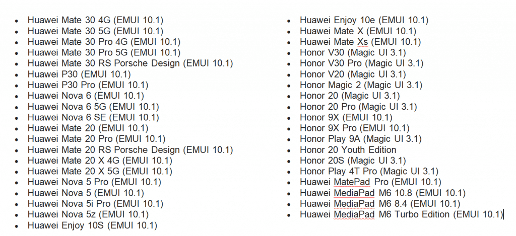 Опубликован список из 39 устройств Huawei и Honor, которые могут обновится до EMUI 10.1 — фото 1