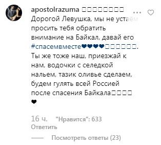 От Леди Гаги к Леонардо ди Каприо — как русские в комментариях Instagram просят актера спасти Байкал — фото 8