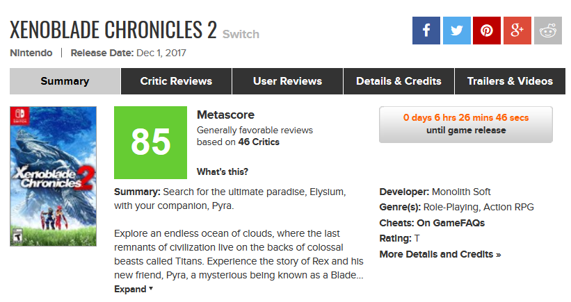 Первые отзывы критиков о Xenoblade Chronicles 2 для Nintendo Switch! Не шедевр, но... — фото 2