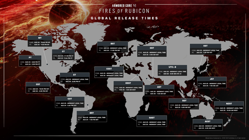 Bandai Namco назвала точное время релиза Armored Core 6: Fires of Rubicon — фото 1