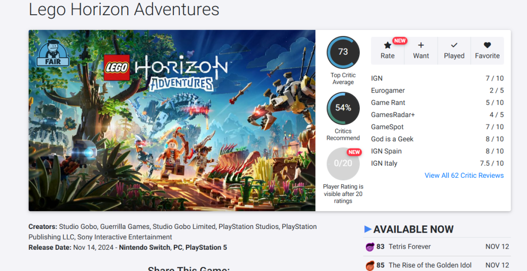 LEGO Horizon Adventures не особо впечатлила представителей прессы — изображение 2