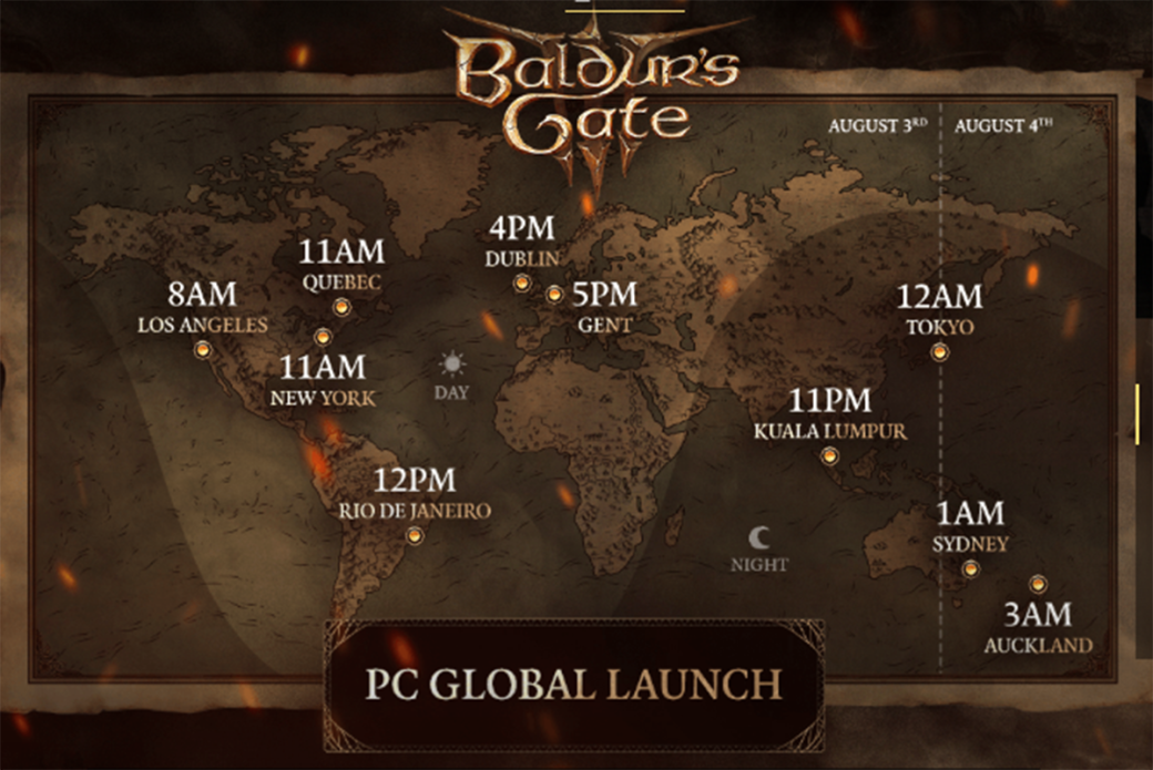 Larian показала карту выхода Baldurʼs Gate 3 во всех странах — фото 1