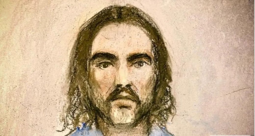Эскиз Расселла Бранда в зале суда. Источник: Via Russell Brand\Deadline