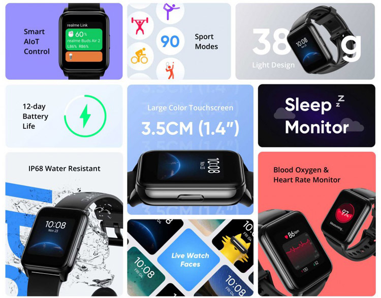 Представлены смарт-часы Realme Watch 2 с датчиком кислорода в крови — фото 2