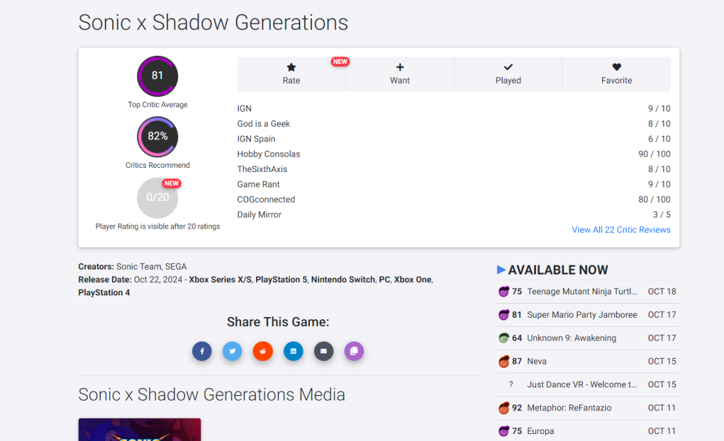 Критики похвалили Sonic X Shadow Generations за кампанию ежа Шэдоу — изображение 2