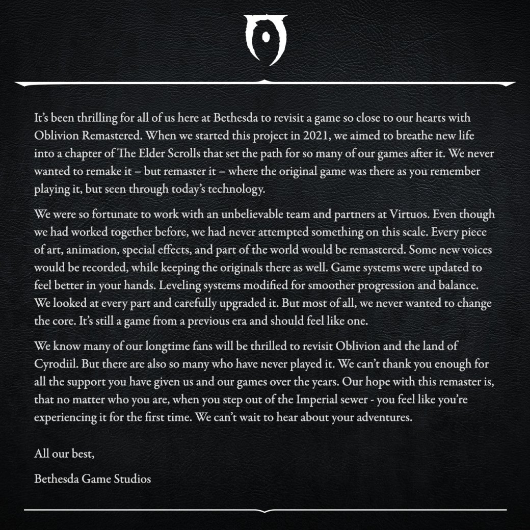 Bethesda о ремастере Oblivion: «Эта игра другой эпохи — и должна ощущаться соответственно» — фото 1
