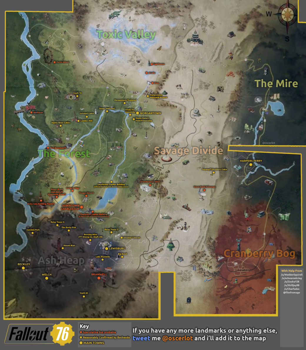 Галерея В Сети появилась полная карта Fallout 76. Спасибо, Reddit! - 1 фото